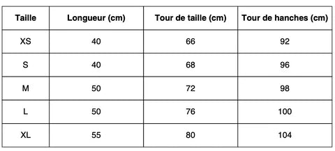 Guide des tailles